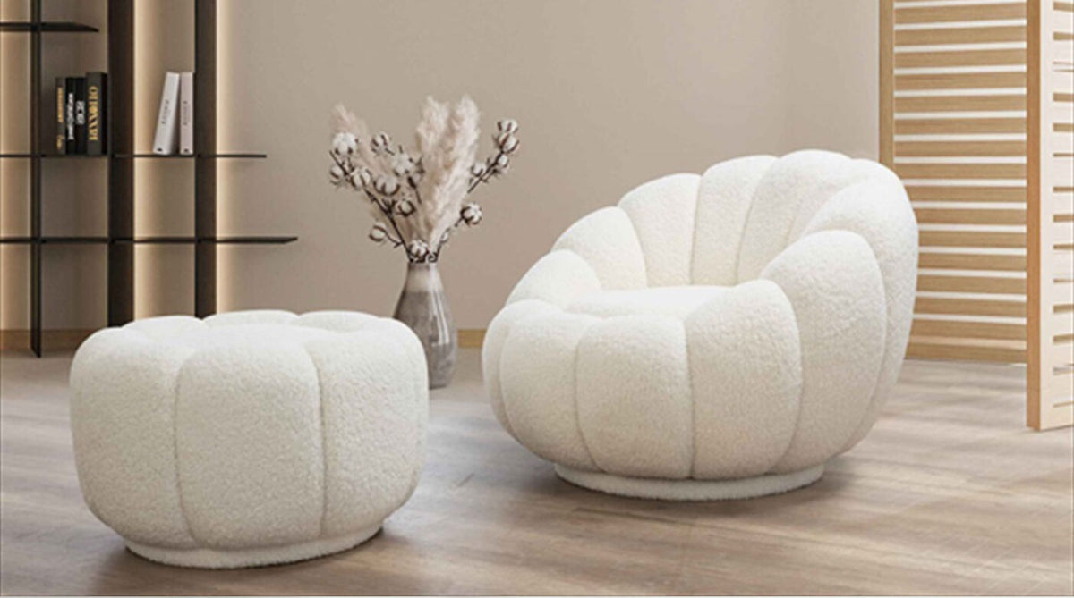 Papatya Accent Chair with Puff