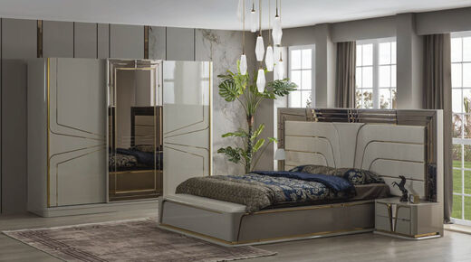 Golden Bed Set with Wardrobe - Thumbnail (0)