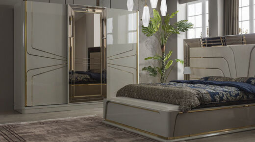 Golden Bed Set with Wardrobe - Thumbnail (1)